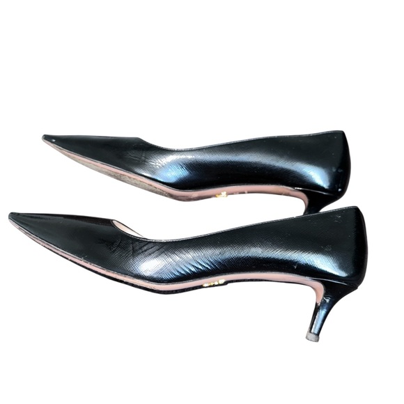 Prada Low Kitten Heel Pump Classic Preppy Black Sz 39.5 - Picture 12 of 16
